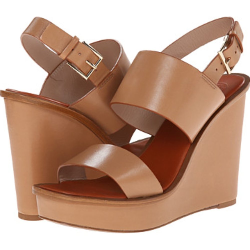 Tory Burch Lexington Leather Wedge Sandals Size 11